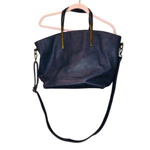 GH Bass Navy blue French Breton striped lining large Weekender Bag